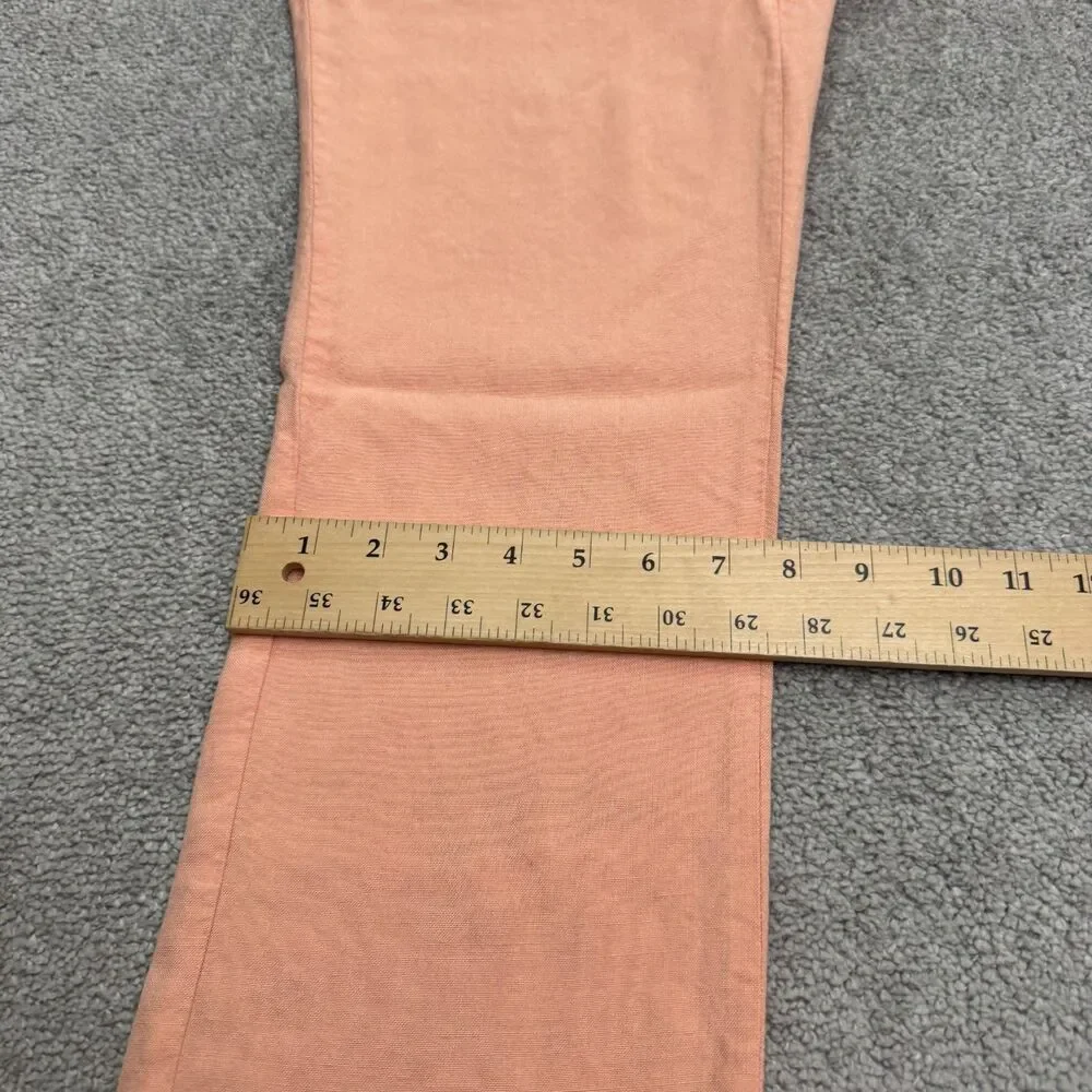 Zara Woman Linen Blend Wide Leg Chino Pants Women XS Peach Summer Lightweight